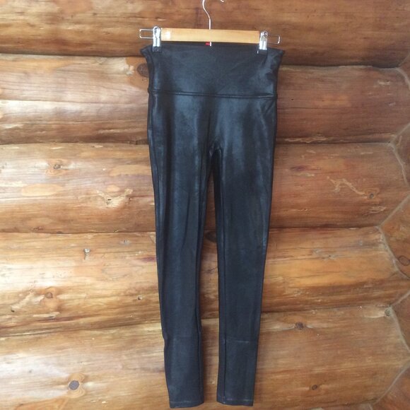 SPANXshape™ Black Faux Leather Core Compression Shapewear Leggings Size Medium - Picture 1 of 6